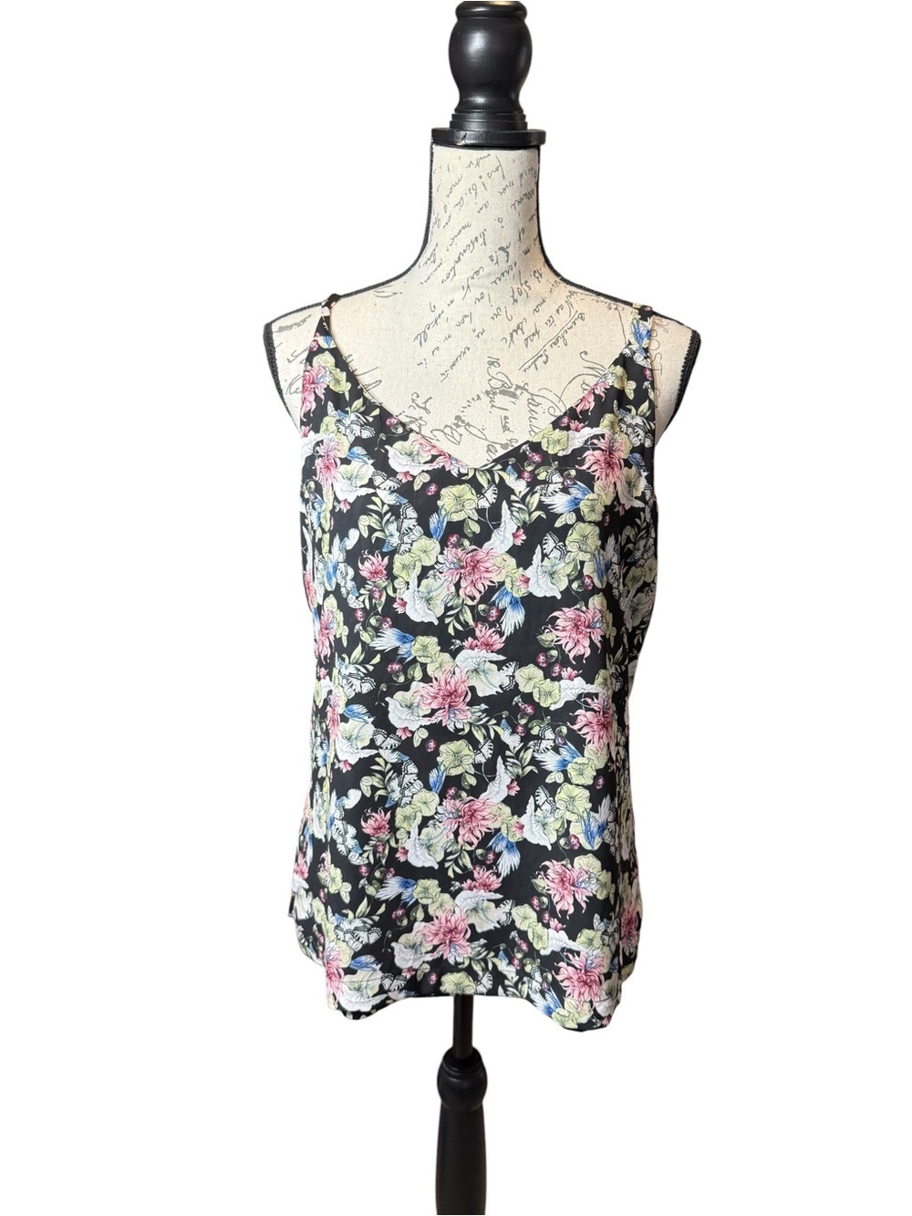 WHBM Reversible Floral and Dot V-Neck Cami Tank Top Size 4